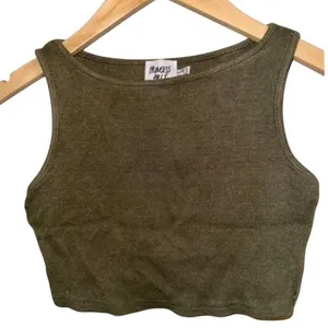 Princess Polly Olive Green Ribbed Cropped Tank Top‎ Women's Size 2 thumbnail 1