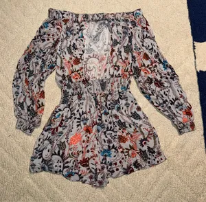 Free People Off-The-Shoulder Romper Floral thumbnail 4