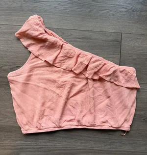 Hippie Rose Women's Ruffle One-Shoulder Peach Top thumbnail 1