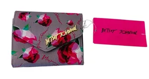 Betsey Johnson‎ Greige XOLANA Flap Wallet Tri-Fold Card Pink Multi Color NWT thumbnail 1