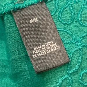 Aerie Medium Short-sleeved Scoop-neck Turquoise Blouse With Eyelet Embroidery. thumbnail 5