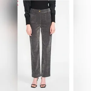 EN SAISON Laurie Pants gray corduroy size medium‎ thumbnail 3