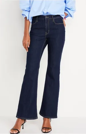 Old Navy High Rise Wow Flare Jeans Dark Wash High Waist Jeans Flared Size 8 thumbnail 1