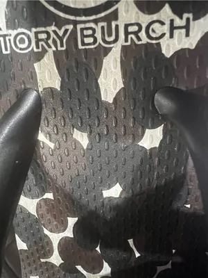 Tory Burch black and white bubble-print flip-flop sandal with a gold-ton size 5 thumbnail 8