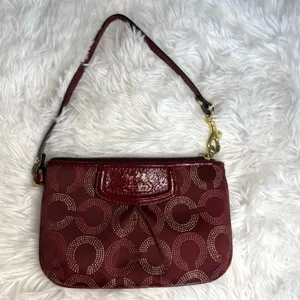 COACH Burgundy / red Signature Canvas Wristlet thumbnail 1