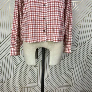 Marine Layer Madeline Relaxed Crop Shirt in Red & White‎ Plaid Size US Medium thumbnail 7