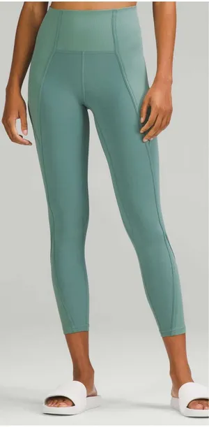 Lululemon Align Pant Ribbed Panel High Rise 25" Tidewater Teal Size 8 Yoga Gym thumbnail 1