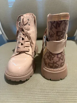 Pink Patent Lace Up Ankle Boots Monogram Print Platform Y2K thumbnail 2