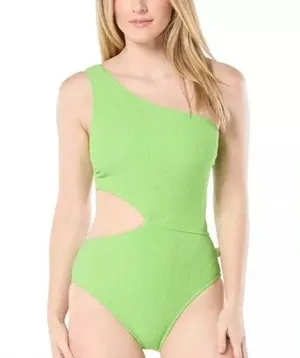 Michael Kors One Piece Swimsuit One Shoulder Cut Out Ribbed Green Size 8 NEW NWT thumbnail 3
