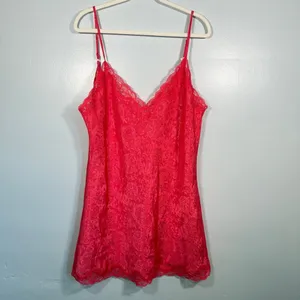 Victoria’s Secret Y2K Red Pink Lace Trim Slip Dress Size L Valentine’s Day thumbnail 6