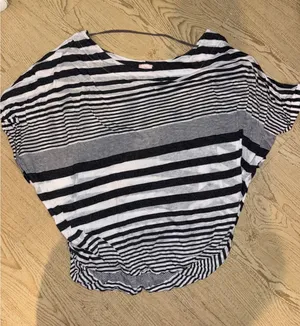 Free People Vintage Azalea Striped Dolman Top Black White Large thumbnail 1