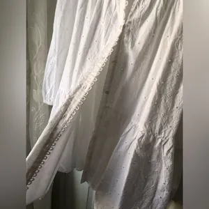 ZARA Embroidered Eyelet Floral Cotton Mini button down Dress boho babydoll sz M thumbnail 8