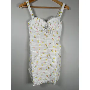 For Love & Lemons CELIA SHIRRED FLORAL EMBROIDERED LACE OPEN-BACK MINI DRESS XS‎ thumbnail 3