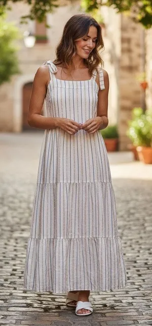 Maxi Dress Layered Smocking Cottage Y2K Peasant Boho Summer SZ XL Cassee's thumbnail 1