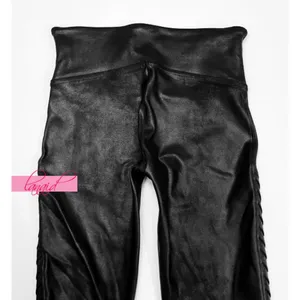 Spanx Faux Leather Moto Leggings Black Shiny Biker Motorcycle Edgy Skinny Pants thumbnail 13