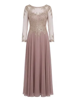 XScape Mauve Embroidered Long Sleeve Evening Dress thumbnail 2