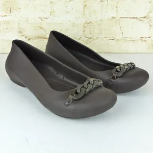 Crocs Gianna Chain Link Ballet Flats Womens 7 Brown Slip On Lightweight Comfort thumbnail 2