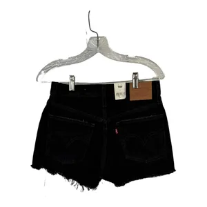 Levi’s 501 Black Distressed High Rise Raw Hem Denim Jean Shorts Size 26 New‎ thumbnail 2
