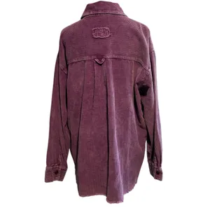la miel Corduroy Shacket SZ M Purple Button Down Raw Hem Pocket Wide Wale Jacket thumbnail 11