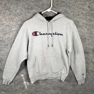 Champion Womens Hoodie Sweatshirt‎ Gray Pullover Long Sleeve Spellout Small thumbnail 8