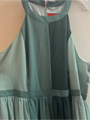 Modcloth green sleeveless High-Low color block Chiffon maxi Dress NWOT size 2X thumbnail 2