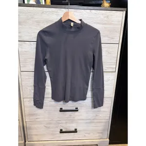 Free People Intimately Ribbed Mock Neck Long Sleeve Top Charcoal Gray Large thumbnail 2