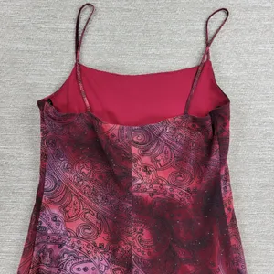 My Michelle Asymmetrical Slip Dress Large Red Glitter Y2K Paisley Fairy Grunge thumbnail 14