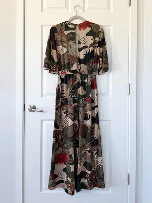 FARM Rio Tropical Printed Jumpsuit in Beige, Olive & Red thumbnail 2