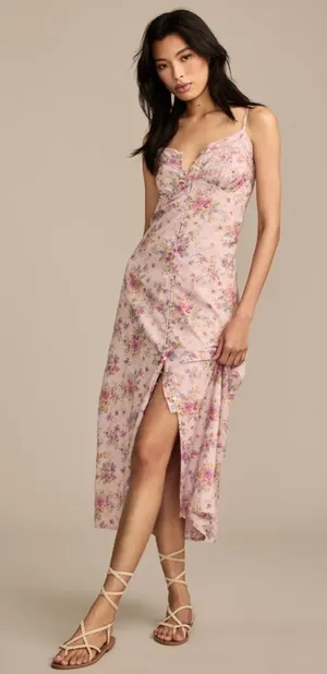 Lucky Brand Festival Floral Lace Trimmed Slip Dress thumbnail 1