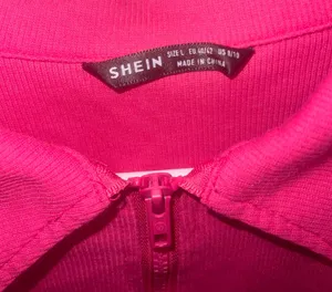Long Sleeve Zip Up Crop Top Pink Size L thumbnail 3