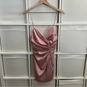 Superdown Revolve Kimora Pink Satin Pleated Dress thumbnail 4
