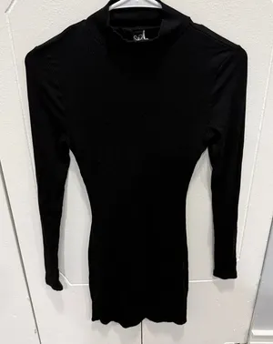 Windsor Black Long Sleeve Ribbed Bodycon Mini Dress thumbnail 1
