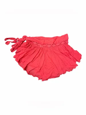 Free People One Coral Boho Wrap Skort Crochet Lace Side Tie Festival Shorts L thumbnail 7