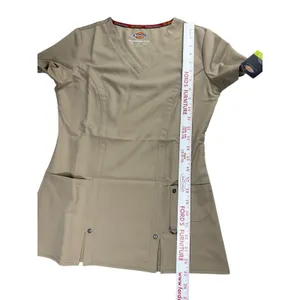 Dickies Xtreme Stretch V-Neck Scrub Top Dark Khaki‎ Stretch XXS Pockets Medical thumbnail 6