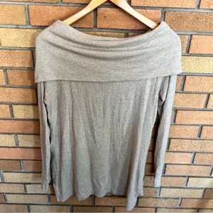 Lucky Brand Off the Shoulder Knit Sweater Beige Size Small thumbnail 6