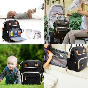 Akshomz Diaper Bag Backpack with Changing Station, Black Tan NEW thumbnail 6