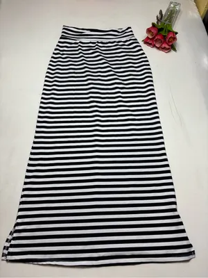 Jonathan Martin For Her Black&White Striped Maxi Skirt - Sz S -casual long skirt thumbnail 1