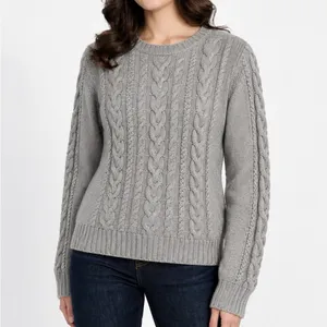 LL Bean GRAY Double L Mixed Cable Cotton Crew Neck Pullover Sweater SMALL PETITE Size undefined thumbnail 2