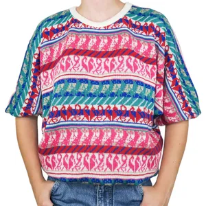 Vintage 90s Western Connection II Fair Isle Bubble Hem Short Sleeve Sweater thumbnail 1