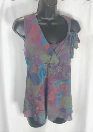 Daisy & Clover Paisley Nylon Pullover Babydoll Sleeveless Top thumbnail 1