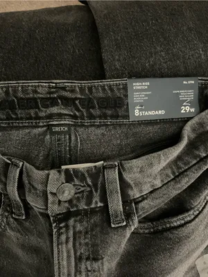 American Eagle Outfitters Straight High-Rise Jeans in Charcoal Black thumbnail 6