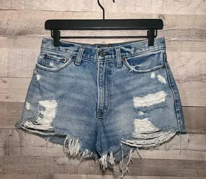 Abercrombie & Fitch Annie High Rise Distressed Denim Shorts Size 28/6 thumbnail 1
