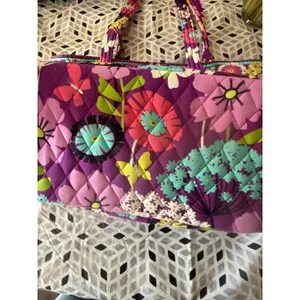 Vera‎ Bradley Y2k Plum Petals Quilted Cotton Tote Bag Purple Floral Butterfly thumbnail 3