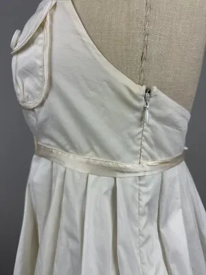Vintage Y2K Bebe Off White Halter Tanya Mini Dress Pleated Button Front Size S thumbnail 4