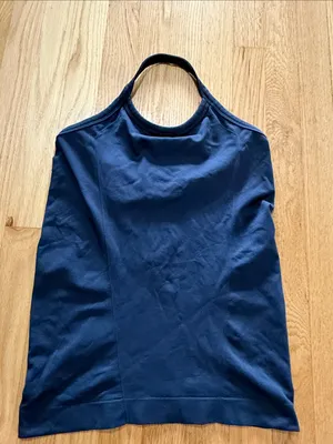 Oiselle Wazelle Navy Blue Halter Seamless Tank Top Sz S thumbnail 1