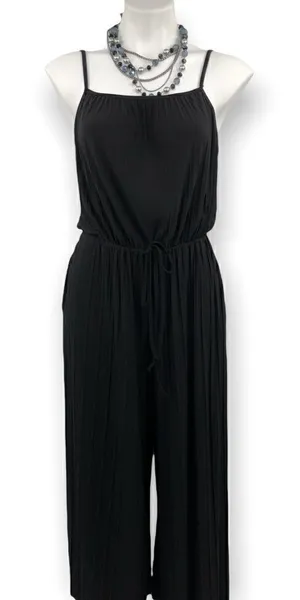 Black spaghetti strap drawstring jumpsuit Black Size M thumbnail 1