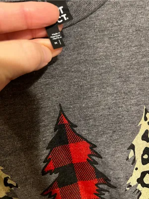 Christmas Long Sleeve Top with Red Buffalo Plaid & Leopard Tree Graphic thumbnail 4
