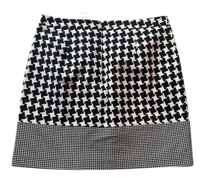 MICHAEL KORS Womens Skirt Black White Houndstooth Pattern Mini Size‎ 2 thumbnail 1