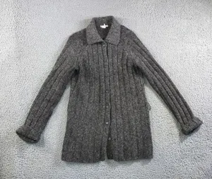 J. Crew Cardigan Sweater Women Medium Gray Wool Blend‎ Button Knit Mid Length thumbnail 1