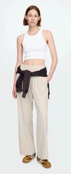 GAP GapFit Tech High Rise Split-Hem Pants Size Large Tan MSRP $69 NWT Comfort‎ thumbnail 1